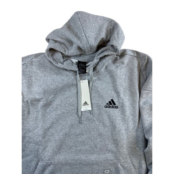 NWT Adidas Grey Heather Feel Cozy Pullover Fleece Hoodie Sz 2XLT Kangaroo Pocket - Picture 5 of 10